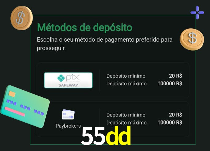 O cassino 55dd oferece uma grande variedade de métodos de pagamento